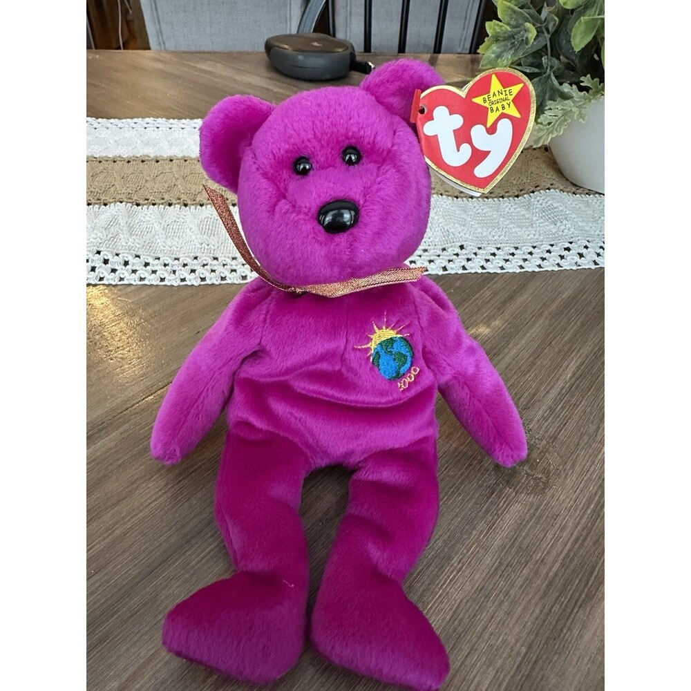 Ty Beanie Babies Millennium Bear Plush Toy - Purple